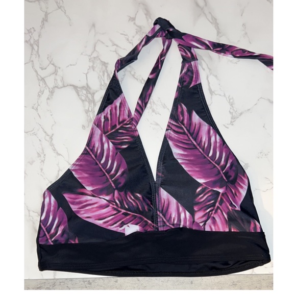 Shein Tropical Print Bikini Set Halter Wireless Bra Top & Shorts 2 piece set - Picture 9 of 10